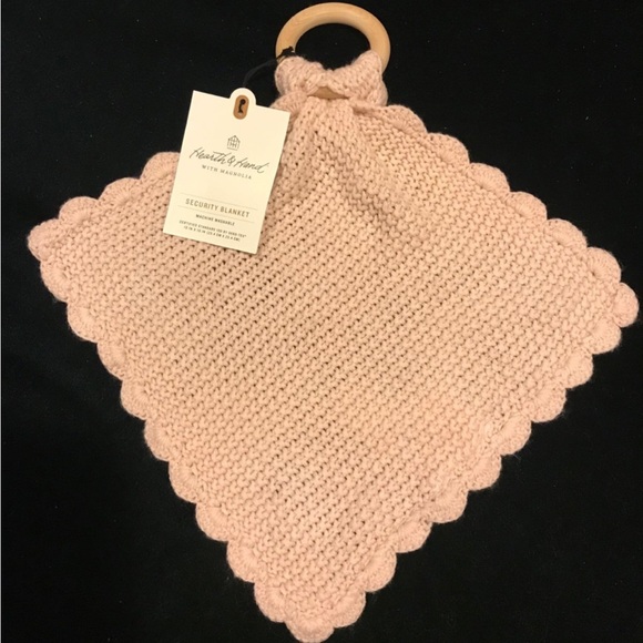 Soft Knit Baby Security Blanket Wood Ring Blush Pink - Hearth & Hand Magnolia - Picture 4 of 5